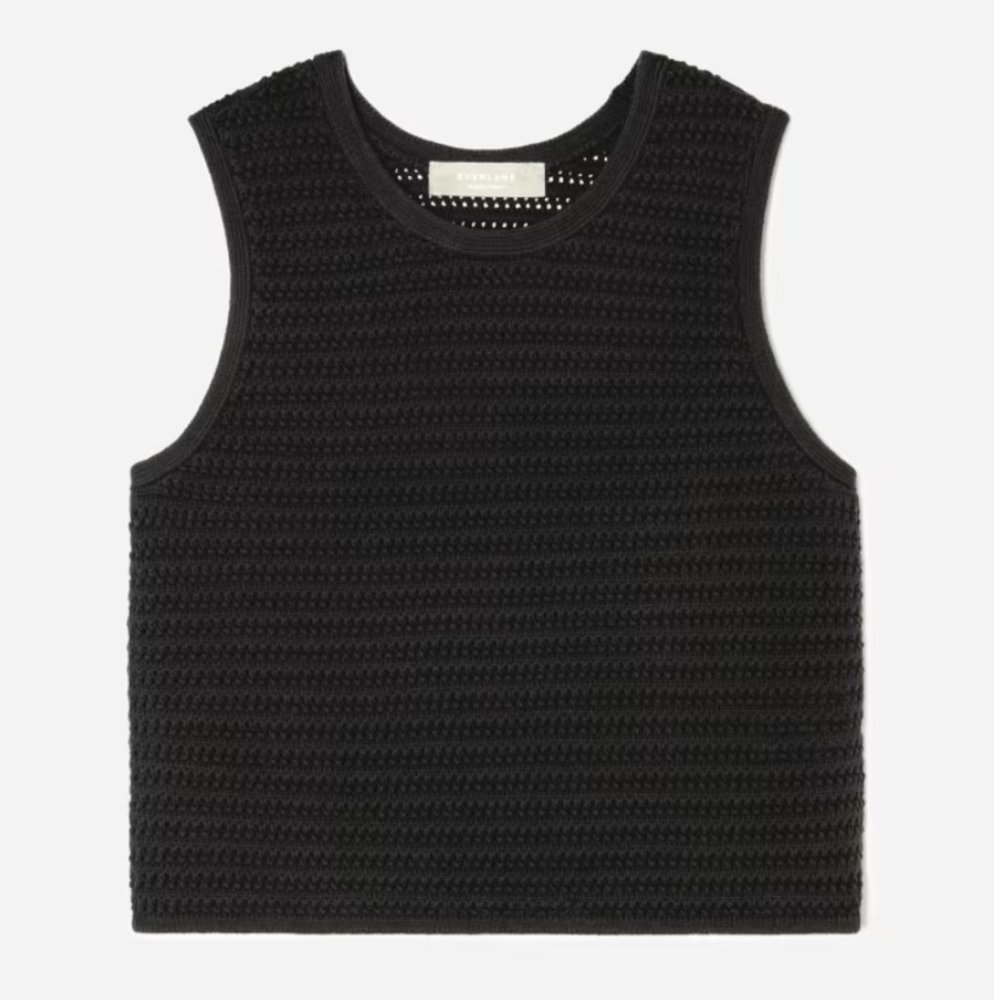 Everlane The Crochet Knit Cami Black